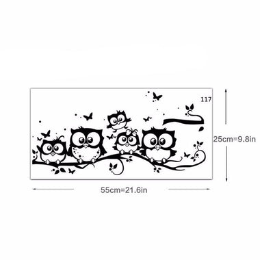 Black Owl Cartoon Wall Sticker